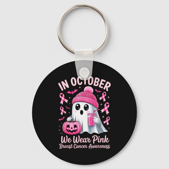 In October We Wear Nk Breast Cancer Awareness Hall Keychain (Front)