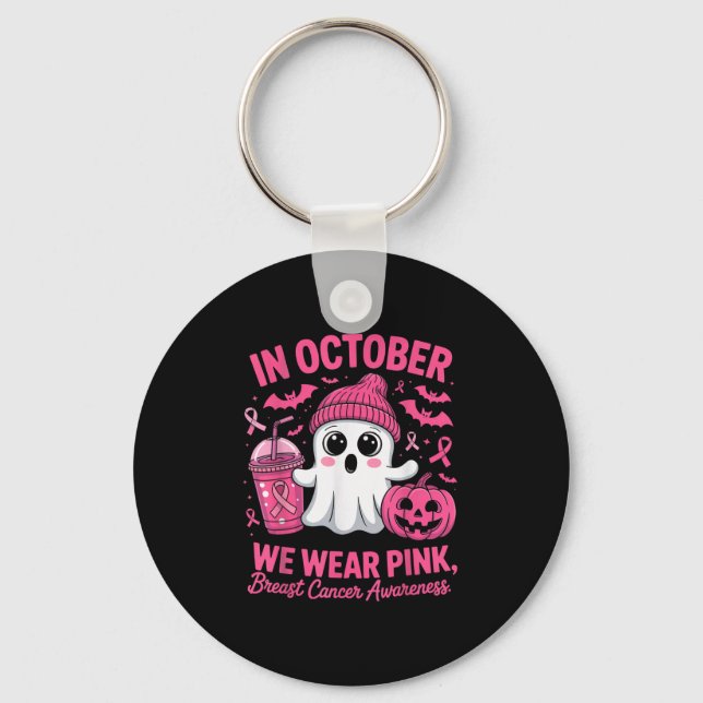 In October We Wear Nk Breast Cancer Awareness Hall Keychain (Front)