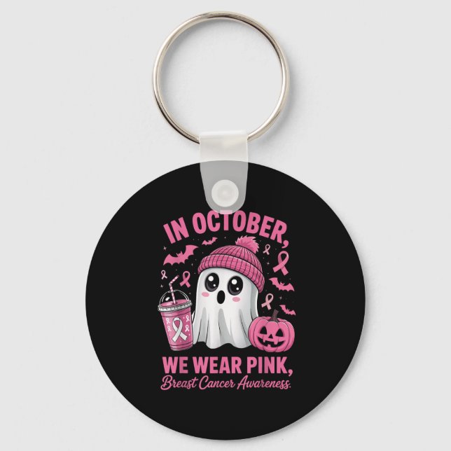 In October We Wear Nk Breast Cancer Awareness Hall Keychain (Front)