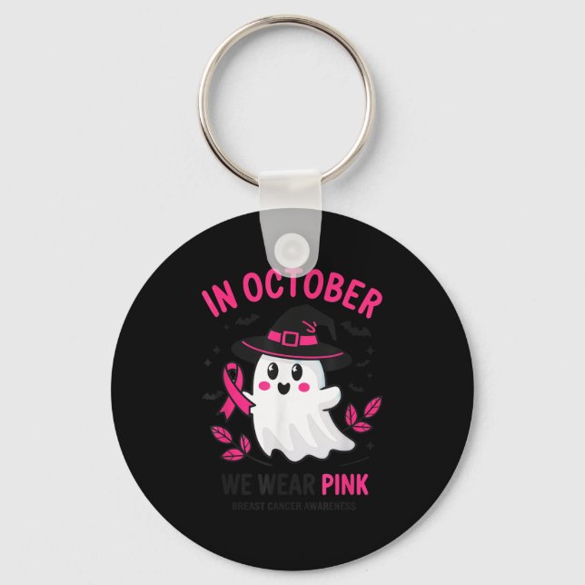 In October We Wear Nk Breast Cancer Awareness Hall Keychain (Front)