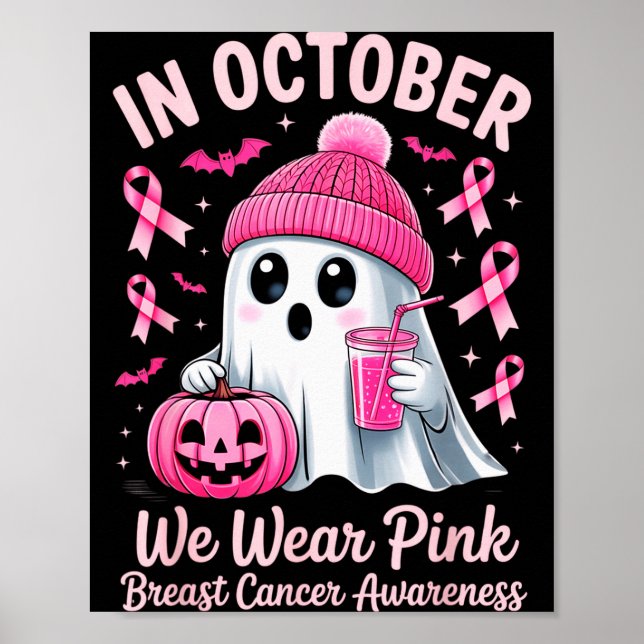 In October We Wear Nk Breast Cancer Awareness Hall Poster (Front)