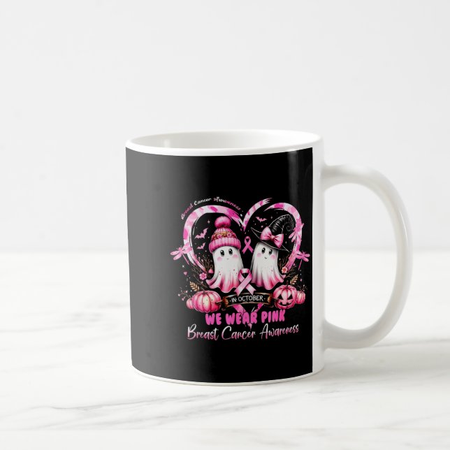 In October We Wear Nk Breast Cancer Heart Dragonfl Coffee Mug (Right)