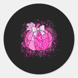 In October We Wear Nk Breast Cancer Pumpkin Hallow Classic Round Sticker