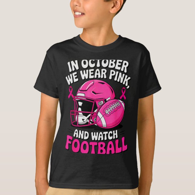 In October We Wear Nk Breast Football Cancer Aware T-Shirt (Front)