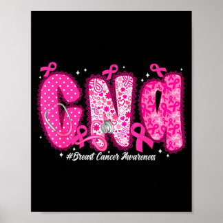 In October We Wear Nk Cna Nurse Breast Cancer Awar Poster