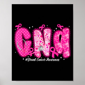 In October We Wear Nk Cna Nurse Breast Cancer Awar Poster