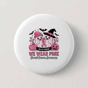 In October We Wear Nk Cute Ghost Breast Cancer Awa 2 Inch Round Button