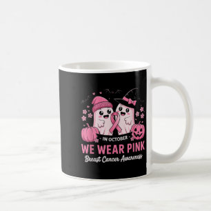 In October We Wear Nk Cute Ghost Breast Cancer Awa Coffee Mug