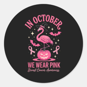 In October We Wear Nk Flamingo Halloween  Classic Round Sticker