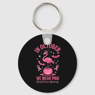 In October We Wear Nk Flamingo Halloween  Keychain