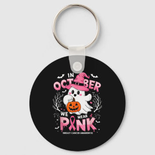 In October We Wear Nk Funny Halloween Ghost Breast Keychain