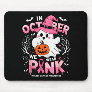 In October We Wear Nk Funny Halloween Ghost Breast Mouse Pad