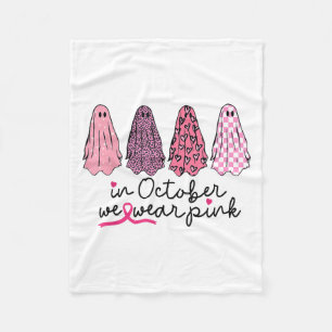 In October We Wear Nk Ghost Boo Halloween Breast C Fleece Blanket