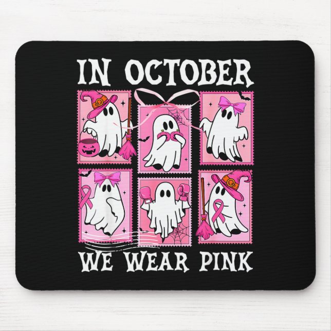 In October We Wear Nk Ghost Breast Cancer Hallowee Mouse Pad (Front)