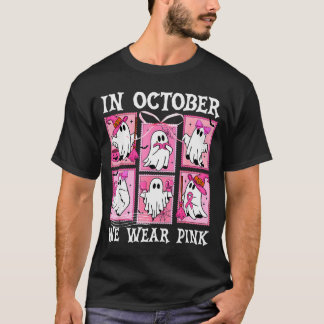 In October We Wear Nk Ghost Breast Cancer Hallowee T-Shirt