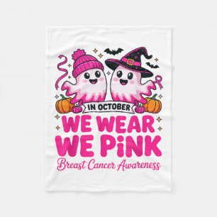 In October We Wear Nk Ghost Witch Breast Cancer Aw Fleece Blanket