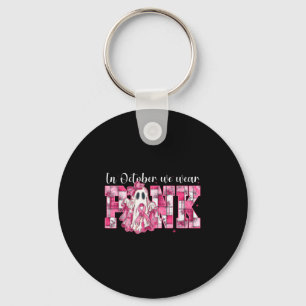 In October We Wear Nk Ghost Witch Breast Cancer Aw Keychain