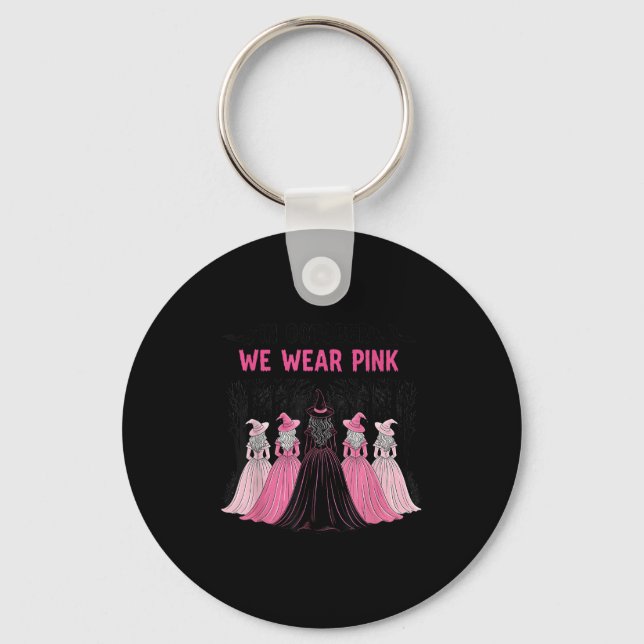 In October We Wear Nk Halloween Breast Cancer Awar Keychain (Front)