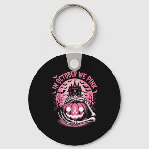 In October We Wear Nk Halloween Pumpkin Skeleton D Keychain