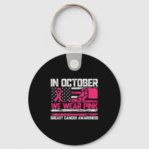 In October We Wear Nk Stal Worker Breast Cancer  Keychain