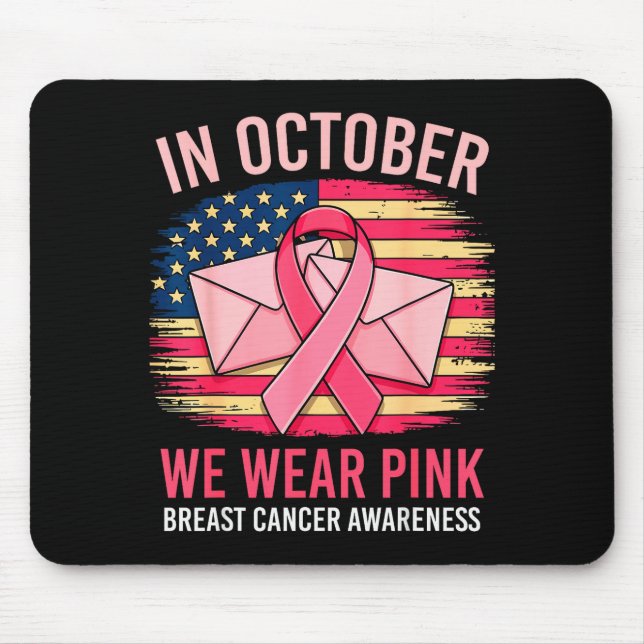 In October We Wear Nk Stal Worker Us Flag Breast C Mouse Pad (Front)