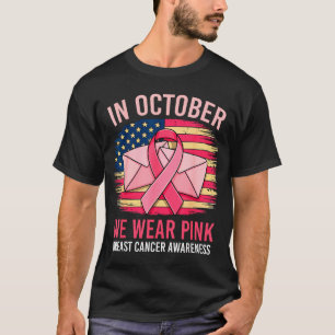 In October We Wear Nk Stal Worker Us Flag Breast C T-Shirt