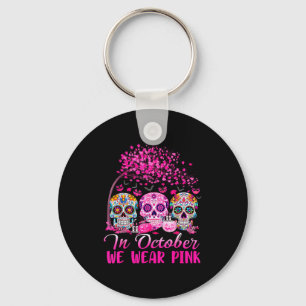 In October We Wear Nk Sugar Skull Halloween Breast Keychain