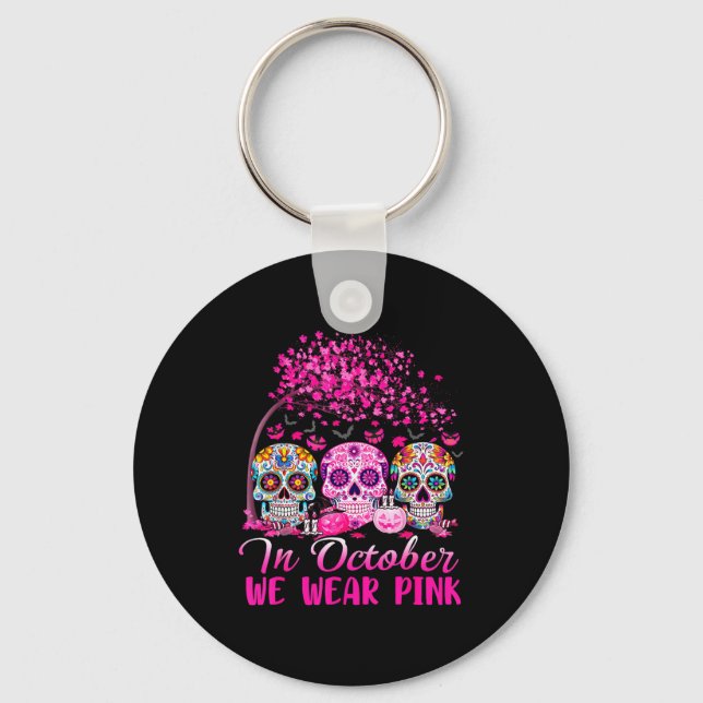 In October We Wear Nk Sugar Skull Halloween Breast Keychain (Front)