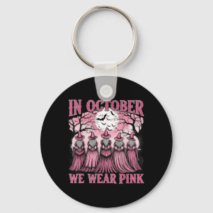in October We Wear nk Witch Halloween Awareness Keychain