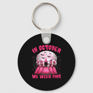 In October We Wear Nk Witch Halloween Breast Cance Keychain