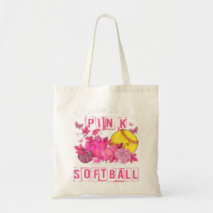 In October We Wear Pink And Watch Softball Breast Tote Bag