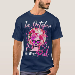 In October We Wear Pink Black Woman Butterfly Brea T-Shirt