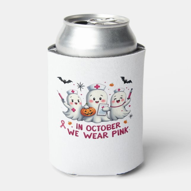 in october we wear pink breast cancer awareness Cl Can Cooler (Can Front)