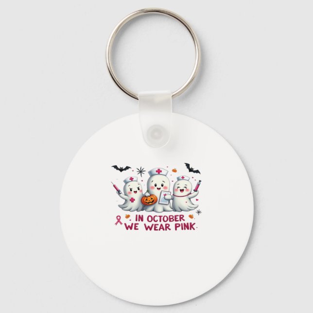 in october we wear pink breast cancer awareness Cl Keychain (Front)