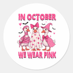 In October We Wear Pink Breast Cancer Awareness Classic Round Sticker
