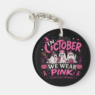 in October We Wear Pink Breast Cancer Awareness Keychain