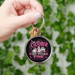 in October We Wear Pink Breast Cancer Awareness Keychain