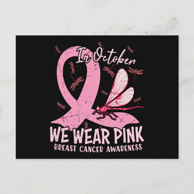 In October We Wear Pink Breast Cancer Awareness  Postcard (Front)