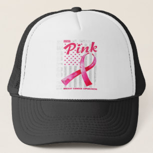 In October We Wear Pink Breast Cancer Awareness US Trucker Hat