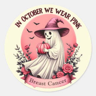 In October We Wear Pink, Breast Cancer Classic Round Sticker