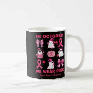 In October We Wear Pink Breast Cancer Cute Ghosts Coffee Mug