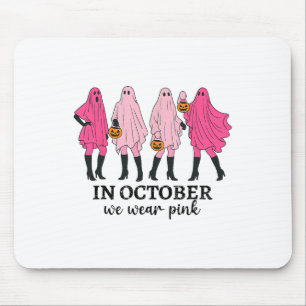 In October We Wear Pink Breast Cancer Funny Ghost Mouse Pad