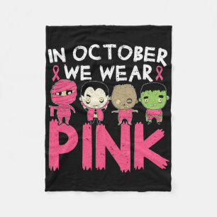 In October We Wear Pink Breast Cancer Halloween Fleece Blanket