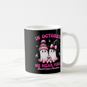 In October We Wear Pink Breast Cancer Halloween Gh Coffee Mug