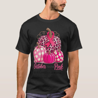 in October We Wear Pink Breast Cancer Pumpkin Fall T-Shirt