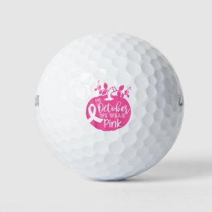 In October We Wear Pink Breast Cancer Pumpkin Hall Golf Balls