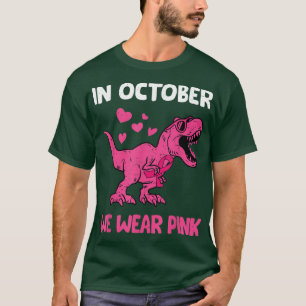 In October We Wear Pink Breast Cancer Tre Dino Kid T-Shirt