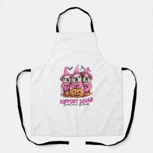 In October We Wear Pink Bulldog Halloween Breast C Apron