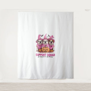 In October We Wear Pink Bulldog Halloween Breast C Tapestry