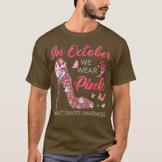 In October We Wear Pink Butterflies Breast Cancer  T-Shirt
